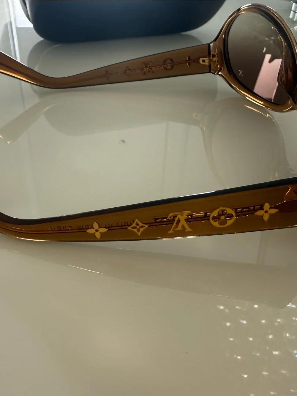 Louis Vuitton Amber Brown Round Sunglasses monogram